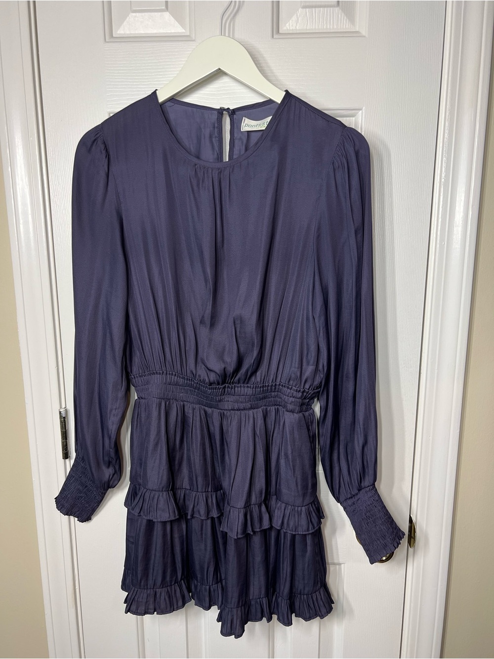 Women’s Purple Long-Sleeve Tiered Ruffle Dress